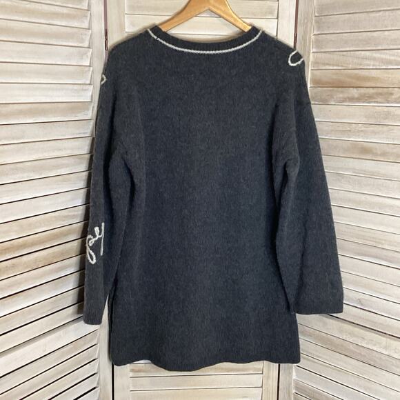 BAPY by A Bathing Ape Heavy Charcoal Wool Embroidered Tunic Sweater S - Picture 2 of 10